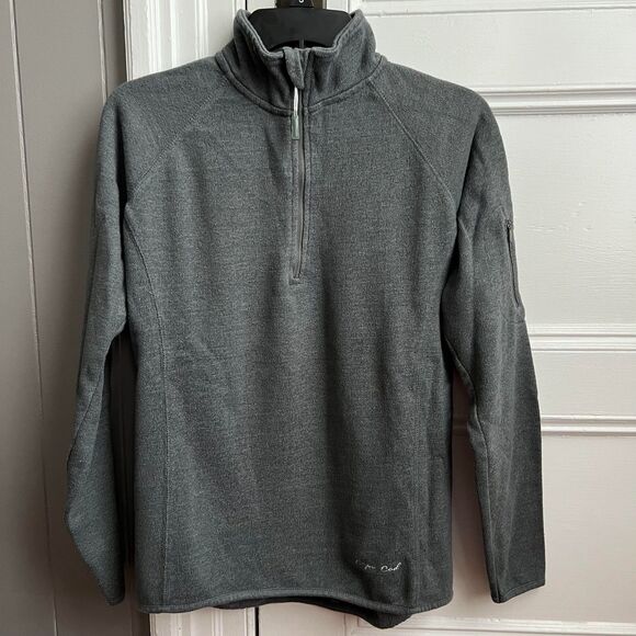 Cuffy’s Cape Cod Gray 1/4 Zip Mock Neck Long Sleeve Warm Fleece Sweater S - Picture 1 of 6
